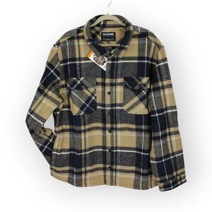XXL NEW Dakine Shirt-Jac Shacket Chore Barn Snap Navy Khaki Plaid Flannel